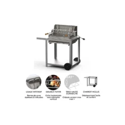 Barbecue Charbon Mendy Inox Marin + Chariot Inox + Tournebroche - Le Marquier -Weber King Boutique mendy inox sur chariot le marquier 3339380167155 4