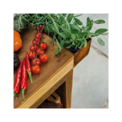 Billot Corten Et Bois De Teck 90 Cm - Ofyr -Weber King Boutique ofyr billot range bois 90 cm 7430440799784 3