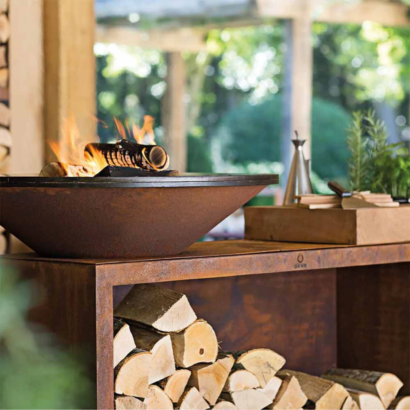 Brasero Plancha OFYR Island 100 En Corten + Plan De Travail Teck 9 Brasero Plancha OFYR Island 100 En Corten + Plan De Travail Teck – Image 9