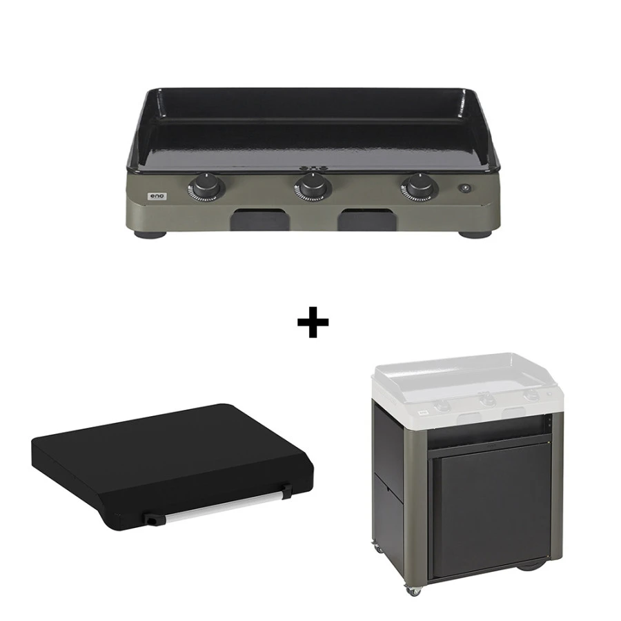 Pack Plancha Gaz Fusion 75 Acier + Chariot + Capot - ENO 1 Pack Plancha Gaz Fusion 75 Acier + Chariot + Capot - ENO