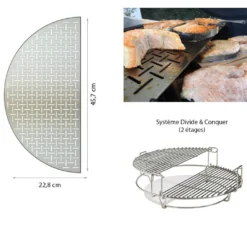 Kamado Joe Plaque Demi Lune Inox Kamado Classic Joe -Weber King Boutique plaque demi lune inox classic joe kamado 0811738021256 2