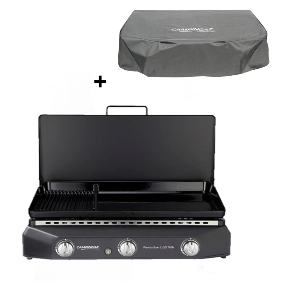 Plancha Gaz Sorio 3 LXD Twin + Couvercle - Campingaz 1 Plancha Gaz Sorio 3 LXD Twin + Couvercle - Campingaz